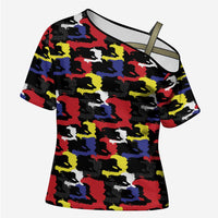 Haiti Map Camouflage Colorful Cross Shoulder Shirt - Wonder Print Shop