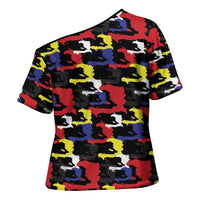 Haiti Map Camouflage Colorful Cross Shoulder Shirt - Wonder Print Shop
