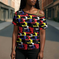 Haiti Map Camouflage Colorful Cross Shoulder Shirt - Wonder Print Shop