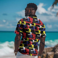 Haiti Map Camouflage Colorful Hawaiian Shirt - Wonder Print Shop