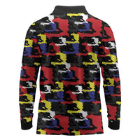 Haiti Map Camouflage Colorful Long Sleeve Polo Shirt - Wonder Print Shop