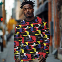 Haiti Map Camouflage Colorful Long Sleeve Shirt - Wonder Print Shop