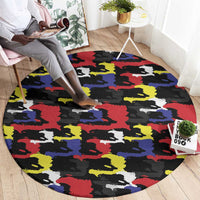 Haiti Map Camouflage Colorful Round Carpet - Wonder Print Shop