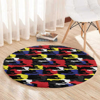 Haiti Map Camouflage Colorful Round Carpet - Wonder Print Shop