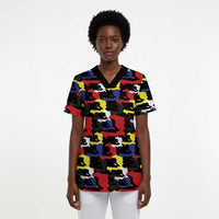 Haiti Map Camouflage Colorful Scrub Top - Wonder Print Shop