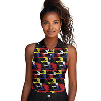 Haiti Map Camouflage Colorful Women Sleeveless Polo Shirt - Wonder Print Shop