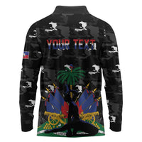 Personalized Haiti Map Camouflage Long Sleeve Polo Shirt Unique Style - Wonder Print Shop
