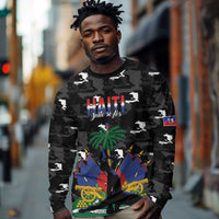 Personalized Haiti Map Camouflage Long Sleeve Shirt Unique Style - Wonder Print Shop