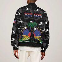 Personalized Haiti Map Camouflage Sleeve Zip Bomber Jacket Unique Style - Wonder Print Shop