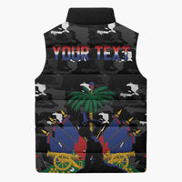 Personalized Haiti Map Camouflage Sleeveless Puffer Jacket Unique Style - Wonder Print Shop