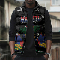 Personalized Haiti Map Camouflage Sleeveless Puffer Jacket Unique Style - Wonder Print Shop