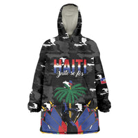 Personalized Haiti Map Camouflage Wearable Blanket Hoodie Unique Style - Wonder Print Shop