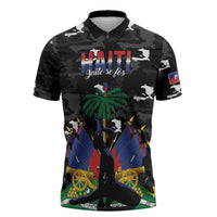 Personalized Haiti Map Camouflage Zipper Polo Shirt Unique Style - Wonder Print Shop