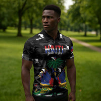 Personalized Haiti Map Camouflage Zipper Polo Shirt Unique Style - Wonder Print Shop