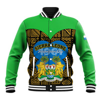 Sierra Leone Independence Day 2024 Baseball Jacket Happy 63rd Anniversary African Pattern - Wonder Print Shop