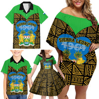 Sierra Leone Independence Day 2024 Family Matching Off Shoulder Short Dress and Hawaiian Shirt Happy 63rd Anniversary African Pattern - Wonder Print Shop
