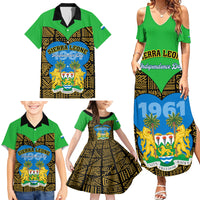 Sierra Leone Independence Day 2024 Family Matching Summer Maxi Dress and Hawaiian Shirt Happy 63rd Anniversary African Pattern - Wonder Print Shop