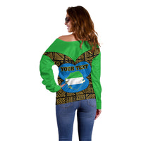 Sierra Leone Independence Day 2024 Off Shoulder Sweater Happy 63rd Anniversary African Pattern - Wonder Print Shop