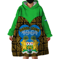 Sierra Leone Independence Day 2024 Wearable Blanket Hoodie Happy 63rd Anniversary African Pattern - Wonder Print Shop