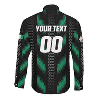 Custom Football Nigeria Long Sleeve Button Shirt Soar Super Eagles