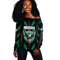 Custom Football Nigeria Off Shoulder Sweater Soar Super Eagles