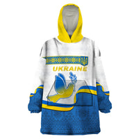 Ukraine Wearable Blanket Hoodie Ukrainian Map Vyshyvanka Pattern - Wonder Print Shop