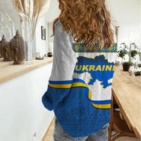 Ukraine Women Casual Shirt Ukrainian Map Vyshyvanka Pattern - Wonder Print Shop