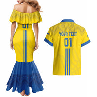 Custom Ukraine 2024 Football Couples Matching Mermaid Dress and Hawaiian Shirt Ukrainian Folk Pattern - Wonder Print Shop