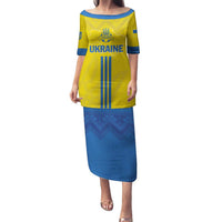 Custom Ukraine 2024 Football Family Matching Puletasi and Hawaiian Shirt Ukrainian Folk Pattern - Wonder Print Shop