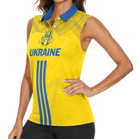 Custom Ukraine 2024 Football Women Sleeveless Polo Shirt Ukrainian Folk Pattern - Wonder Print Shop
