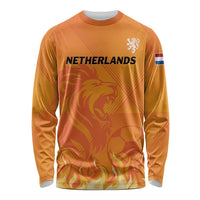 Custom Netherlands 2024 Football Long Sleeve Shirt Holland Oranje Lions - Wonder Print Shop