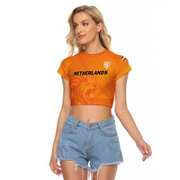 Custom Netherlands 2024 Football Raglan Cropped T Shirt Holland Oranje Lions - Wonder Print Shop