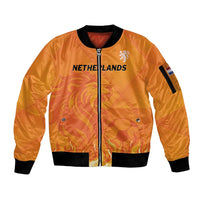 Custom Netherlands 2024 Football Sleeve Zip Bomber Jacket Holland Oranje Lions - Wonder Print Shop