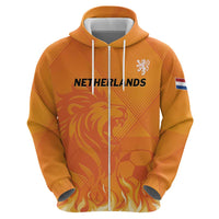 Custom Netherlands 2024 Football Zip Hoodie Holland Oranje Lions - Wonder Print Shop