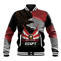 Personalized Egypt Revolution Day Baseball Jacket Steppe Eagle Lotus Flower - Wonder Print Shop