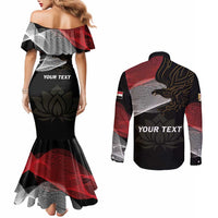Personalized Egypt Revolution Day Couples Matching Mermaid Dress and Long Sleeve Button Shirt Steppe Eagle Lotus Flower