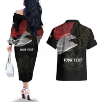 Personalized Egypt Revolution Day Couples Matching Off The Shoulder Long Sleeve Dress and Hawaiian Shirt Steppe Eagle Lotus Flower - Wonder Print Shop