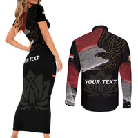 Personalized Egypt Revolution Day Couples Matching Short Sleeve Bodycon Dress and Long Sleeve Button Shirt Steppe Eagle Lotus Flower - Wonder Print Shop
