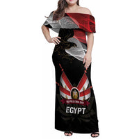 Personalized Egypt Revolution Day Family Matching Off Shoulder Maxi Dress and Hawaiian Shirt Steppe Eagle Lotus Flower - Wonder Print Shop