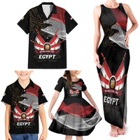 Personalized Egypt Revolution Day Family Matching Tank Maxi Dress and Hawaiian Shirt Steppe Eagle Lotus Flower - Wonder Print Shop