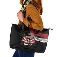 Egypt Revolution Day Leather Tote Bag Steppe Eagle Lotus Flower - Wonder Print Shop