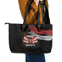 Egypt Revolution Day Leather Tote Bag Steppe Eagle Lotus Flower - Wonder Print Shop