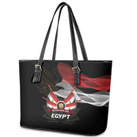 Egypt Revolution Day Leather Tote Bag Steppe Eagle Lotus Flower - Wonder Print Shop