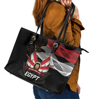Egypt Revolution Day Leather Tote Bag Steppe Eagle Lotus Flower - Wonder Print Shop