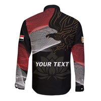 Personalized Egypt Revolution Day Long Sleeve Button Shirt Steppe Eagle Lotus Flower - Wonder Print Shop