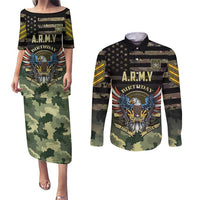 Personalized ARMY Birthday 2024 Couples Matching Puletasi and Long Sleeve Button Shirt US 249th Anniversary - Wonder Print Shop