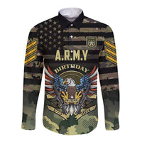 Personalized ARMY Birthday 2024 Long Sleeve Button Shirt US 249th Anniversary - Wonder Print Shop