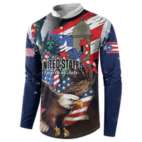 Personalized Puerto Rico 4th of July Button Sweatshirt USA Statue of Liberty El Morro