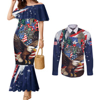 Personalized Puerto Rico 4th of July Couples Matching Mermaid Dress and Long Sleeve Button Shirt USA Statue of Liberty El Morro