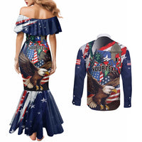 Personalized Puerto Rico 4th of July Couples Matching Mermaid Dress and Long Sleeve Button Shirt USA Statue of Liberty El Morro